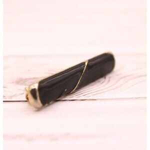 Vintage Black Enamel Gold Bar Pin Brooch Direction One Lapel Hat Simple Elegant